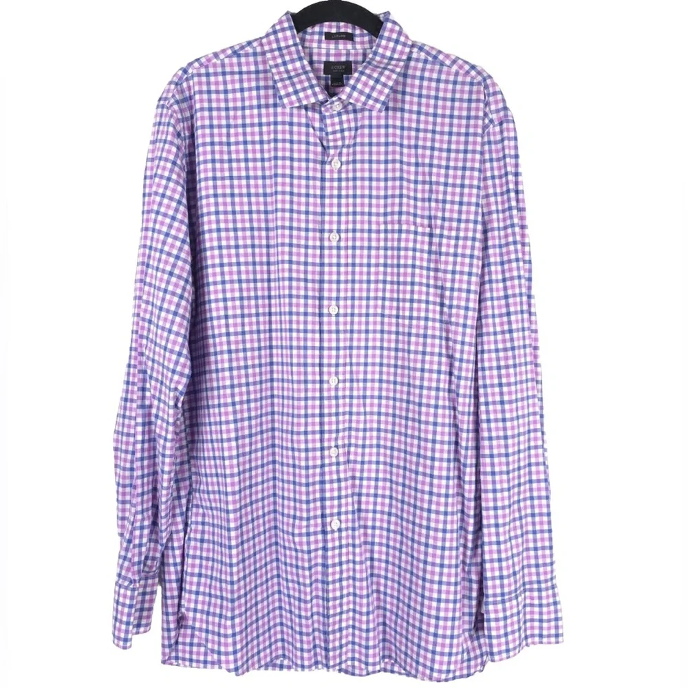 J.CREW 120’s 2 PLY LUDLOW Plaid Multi Long Sleeve Button Up Shirt Cotton LARGE‎